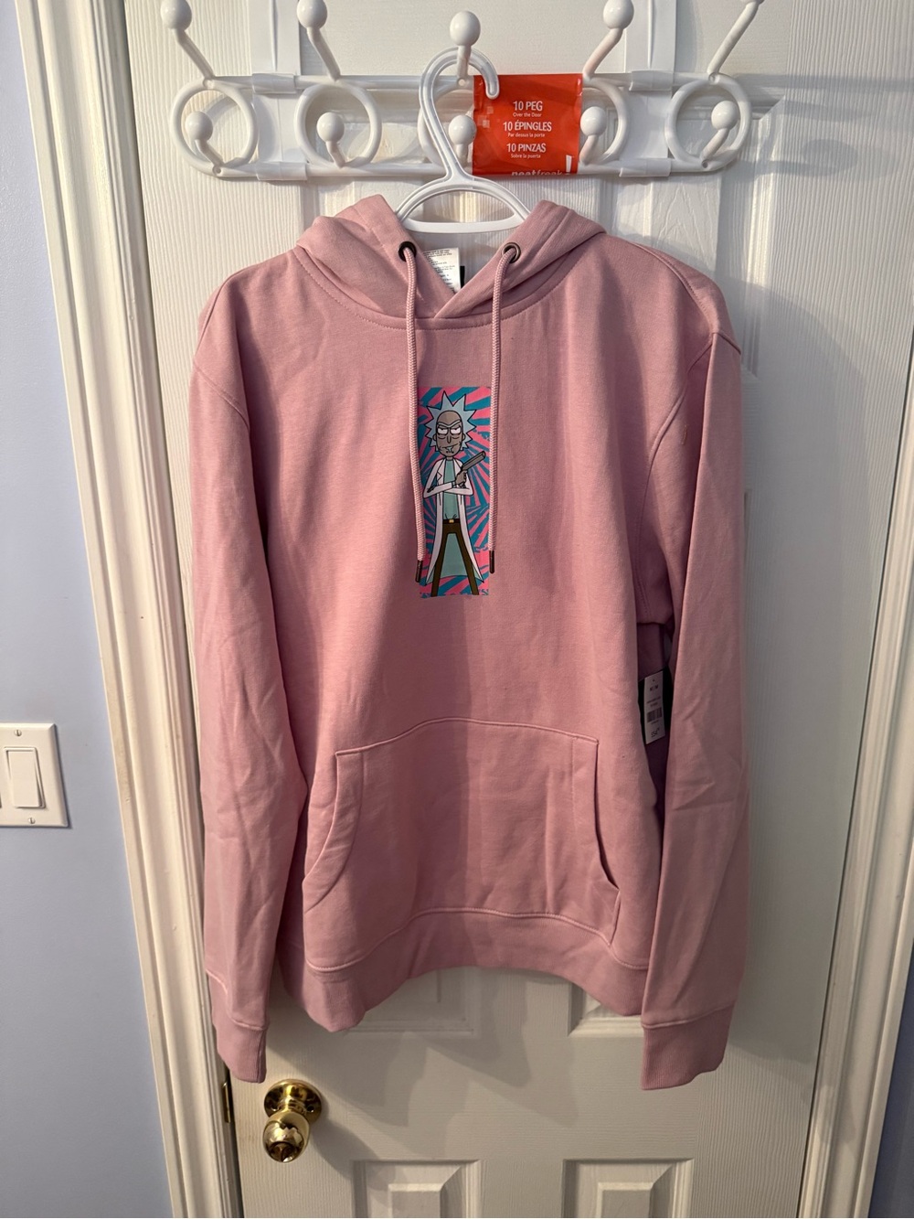 Rick & Morty Men's Pink Graphic Pullover Hoodie - Relaxed Cotton Blend